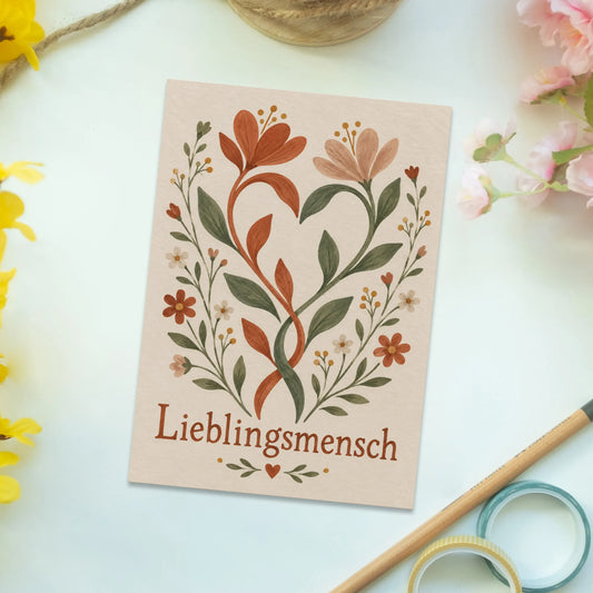 Herzliche Postkarte für den Lieblingsmenschen mit Blumenherz|p:2012503|h:3b5424e9af7430b58aba14d07f25e355