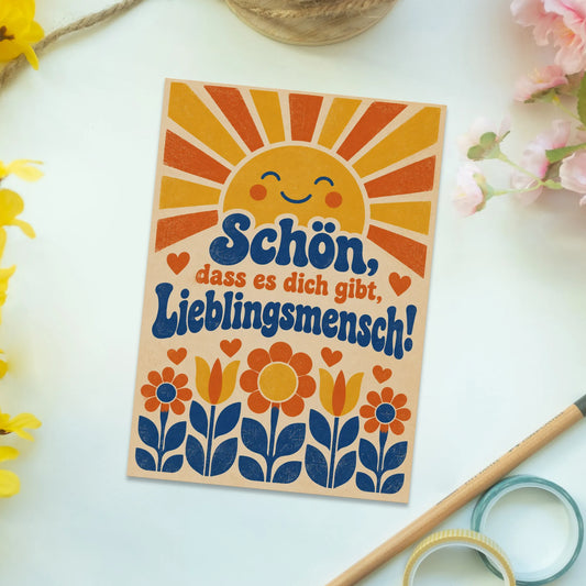 Herzliche Postkarte für den Lieblingsmenschen mit Blumen Sonnenaufgang|p:2012509|h:f2b009d468302bc91e18e622f8799143