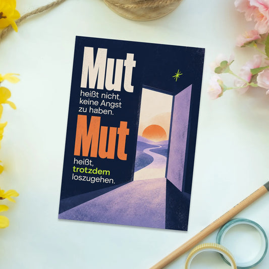 Aufmunternde Mutmach Postkarte für Neuanfang mit offener Tür|p:2012544|h:1b9044a33b378ff7fd08984ae08e18a6