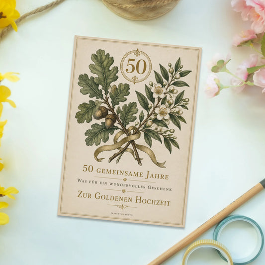 Elegante Postkarte zur Goldenen Hochzeit mit goldenem Siegel 50|p:2012565|h:631dc959da2a26feec4df36109f9aef5
