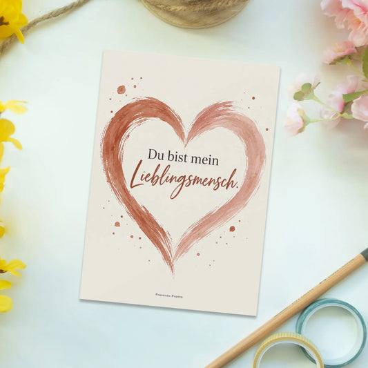 Romantische Postkarte zur Liebe mit Herz in Terrakotta|p:2012566|h:26b1fd225b61fbf267da6ce0b5886bef