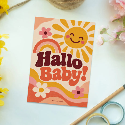 Süße Postkarte zur Geburt mit lächelnder Sonne|p:2012589|h:79f742aa8bda036ec910a74dffd2cb30