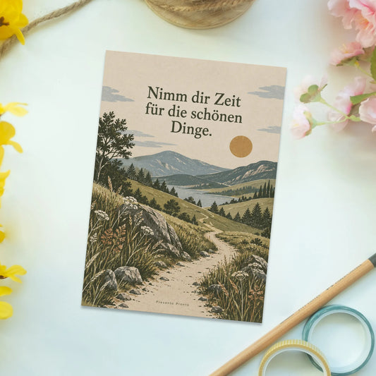 Besinnliche Topseller Postkarte mit ruhiger Hügellandschaft für Auszeit|p:2012986|h:87435c5f48246593d34bcd00cf7e148b