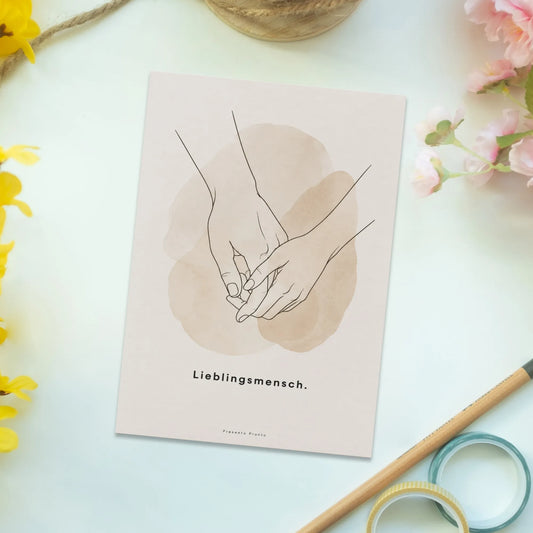 Liebevolle Postkarte für den Lieblingsmenschen mit haltenden Händen|p:2012990|h:81dd8c5abda480f939fd1425ac441c1c