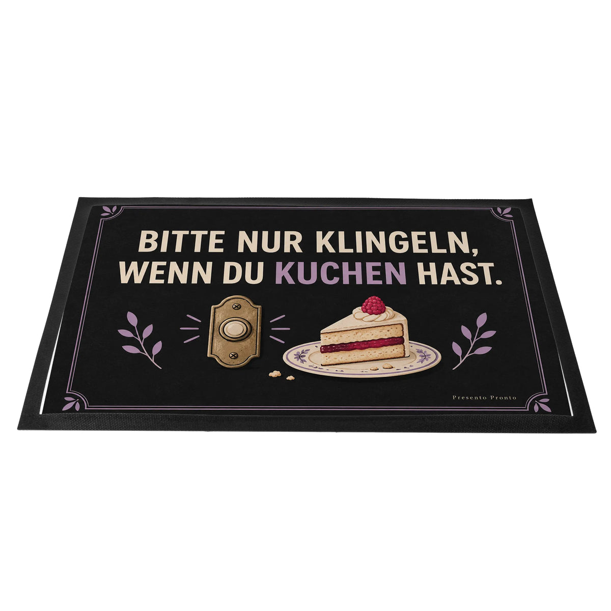 Lustige Fußmatte für Kuchenliebhaber mit Klingel und Kuchenstück|p:2013055|h:ed4743dd4cd5698823282a0c2299be27