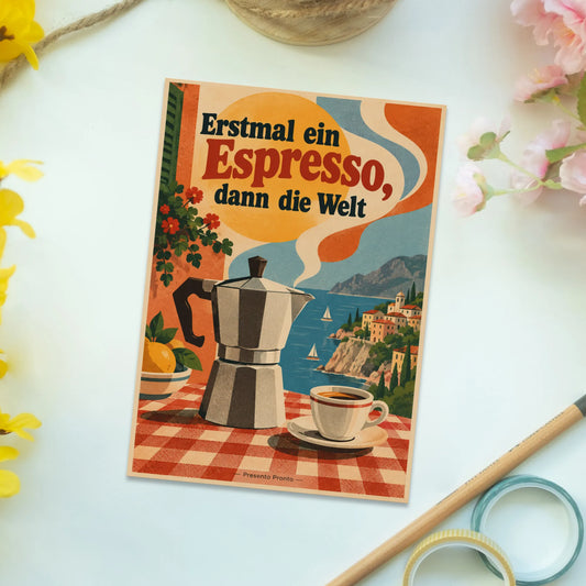 Lustige Italien Postkarte mit Mokkakanne|p:2013220|h:08e5d166cf4eeee413af1b0afacb3da7