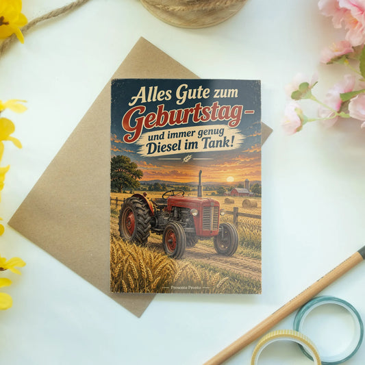Lustige Geburtstagskarte mit rotem Traktor|p:2013244|h:086ba3b365becb05eb7c844ed5685ee1
