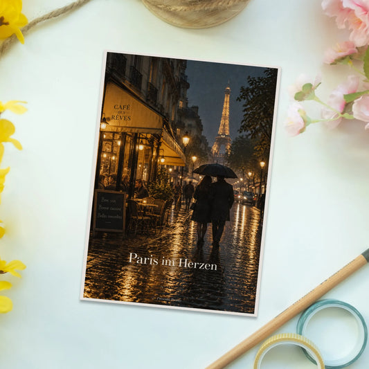 Romantische Postkarte Paris mit Paar im Regen|p:2013261|h:435dabffb94597afef9b397c27161a26