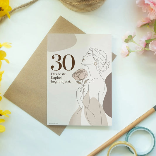 Elegante Geburtstagskarte zum 30. für Frauen mit Pfingstrose|p:2013267|h:575d706301d0e691b064506624f8ca21