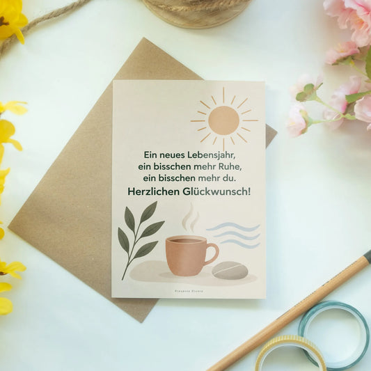 Entspannte Geburtstagskarte für Wellnessfans mit Teetasse|p:2013530|h:0283baecae8bcb58e2121e9ae2367c7e