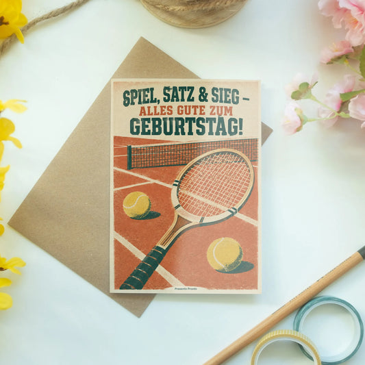 Coole Geburtstagskarte für Tennisspieler mit Holzschläger|p:2013610|h:c3838a32ee91437fca0f21dfd4c32498