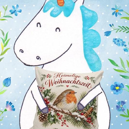 Gemütliches Kissen zu Weihnachten mit Rotkehlchen|p:2013817|h:795dfe6064e2068bd659327b20dde54d