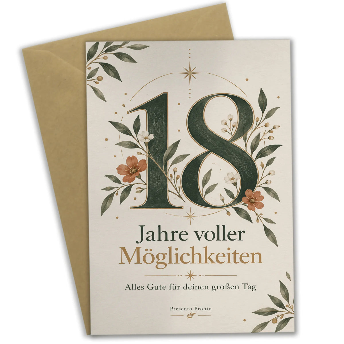 Elegante Geburtstagskarte zum 18 mit Olivenzweigen|p:2014109|h:7f83ae02cad3abc4919cf0298a08f1b9