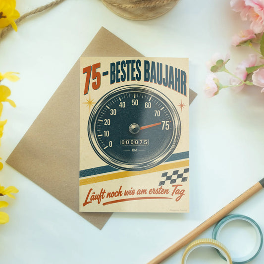 Lustige Geburtstagskarte zum 75. Geburtstag mit Tachometer|p:2014137|h:bcc1af9e4f6b32227357f96826fe43ea