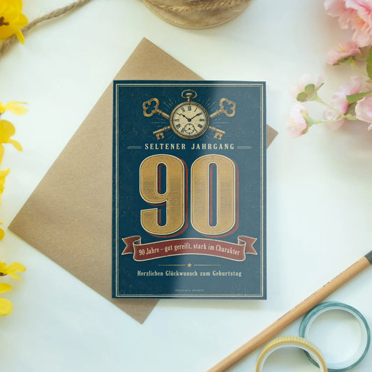 Nostalgische Geburtstagskarte zum 90. Geburtstag mit Taschenuhr|p:2014140|h:ef52616117657c86dcf1e871e741ce5f