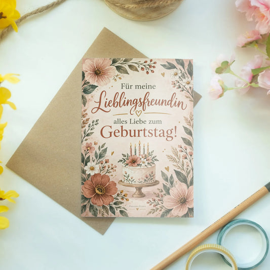 Herzliche Geburtstagskarte für die Freundin mit Wildblumen|p:2014713|h:f5468010f333627836b046333d379086