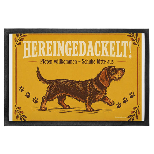 Lustige Fußmatte Hereingedackelt für Hundeliebhaber mit Dackel|p:2014851|h:861f55912504706c759d50ae7463ff28
