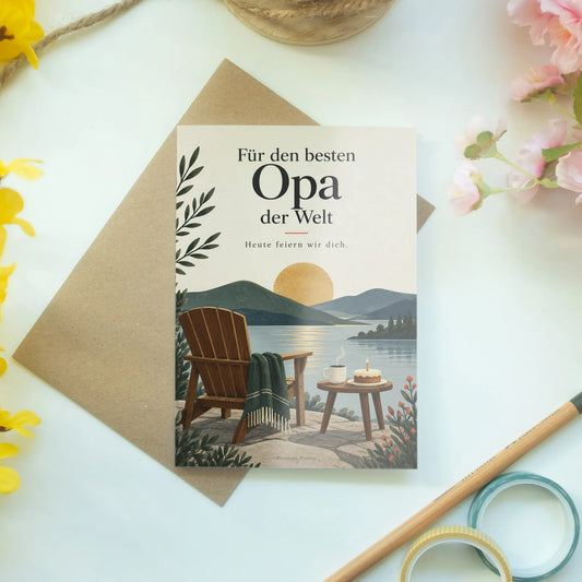 Herzliche Geburtstagskarte für Opa mit goldener Sonne|p:2015143|h:2bffbd8a4647af26588cdb08feee7b54