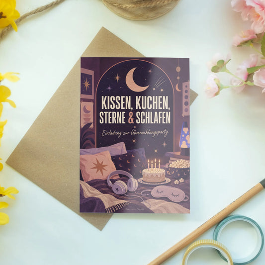 Gemütliche Einladungskarten zur Übernachtungsparty mit Mond und Sternen|p:2015194|h:4ec7e3658973dae4a86509e8ebf2f484