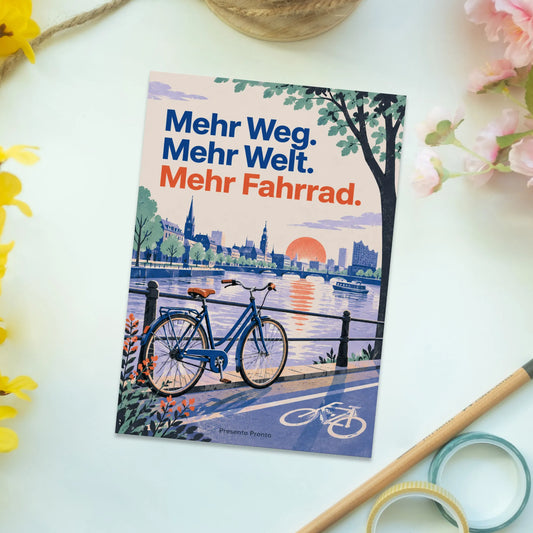 Inspirierende Postkarte mit Fahrrad für Radfans am Kanal|p:2016613|h:35abd5fe730d784a82e5284f8820ab5b