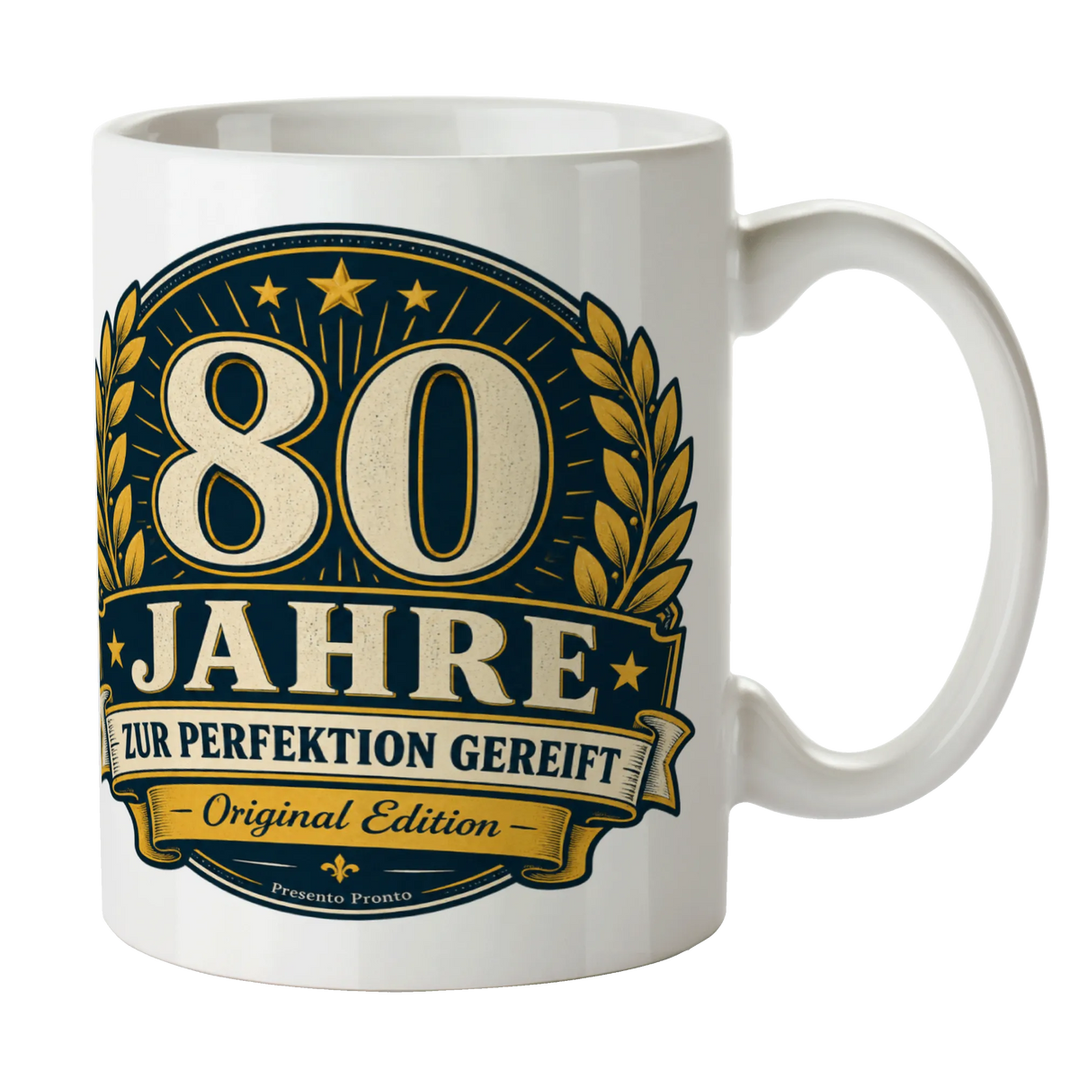Elegante Tasse zum 80. Geburtstag mit Lorbeerkranz|p:2016921|h:75a9e69336b00af0ae8b0becae34547b