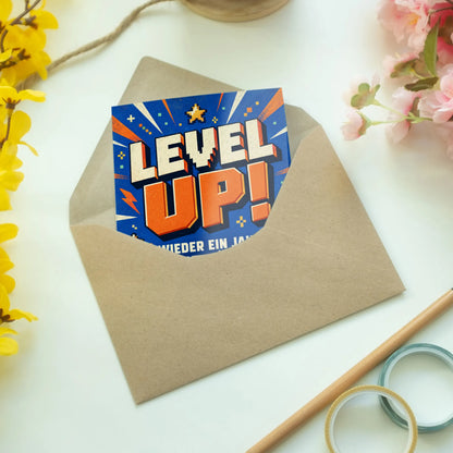 Coole Geburtstagskarte für Erwachsene mit Level Up Spruch|p:2012449|h:c8086ebdce5d47492879d0415f1a1bfd