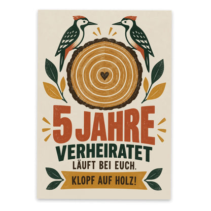 Lustige Postkarte zur Holzhochzeit zum 5 Hochzeitstag|p:2012489|h:5e5222e93c61bcfcaefeeb1b99ee4570