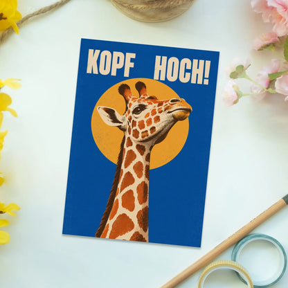 Aufmunternde Postkarte für Freunde mit Giraffe|p:2012491|h:055b99d5995f41034d3fff520fd417bc