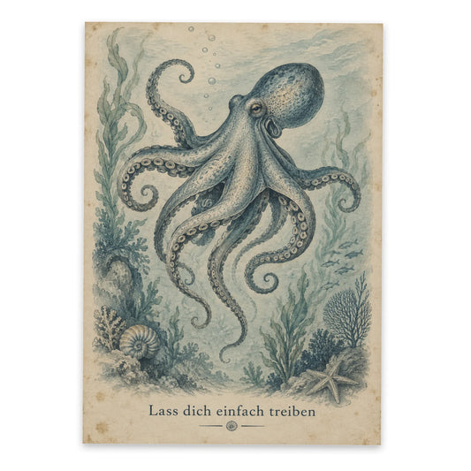 Entspannte Postkarte mit Oktopus zum Aufmuntern|p:2012495|h:4028dc494c46e8c46c43b3713ff07a6d