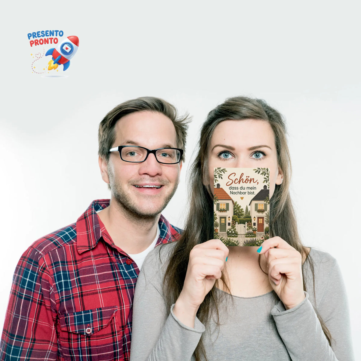 Herzliche Postkarte für Nachbarn mit Häusern und Zaun|p:2012497|h:2457d3ab9cac1cbf498944693b2c6ce0