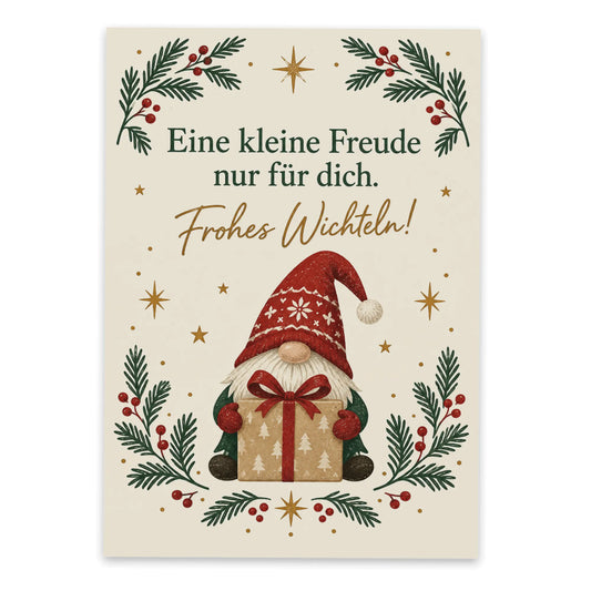 Süße Weihnachtspostkarte zum Wichteln mit Geschenk Schleife|p:2012513|h:033156a8c1702af248d18aa59eb89b63