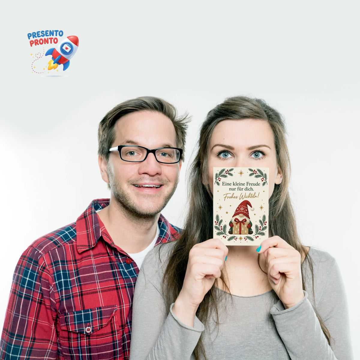 Süße Weihnachtspostkarte zum Wichteln mit Geschenk Schleife|p:2012513|h:91c96a331a3f6aa5ab8e093b3a55a70b