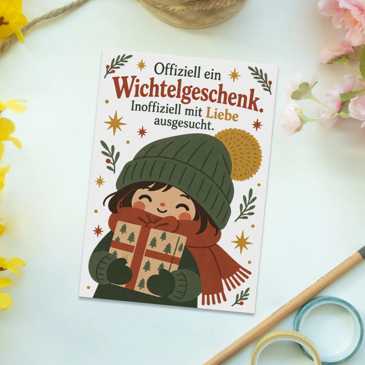 Lustige Postkarte zu Weihnachten für Wichtelgeschenk|p:2012514|h:4c05920aa169a8a031d6db7e074618ab