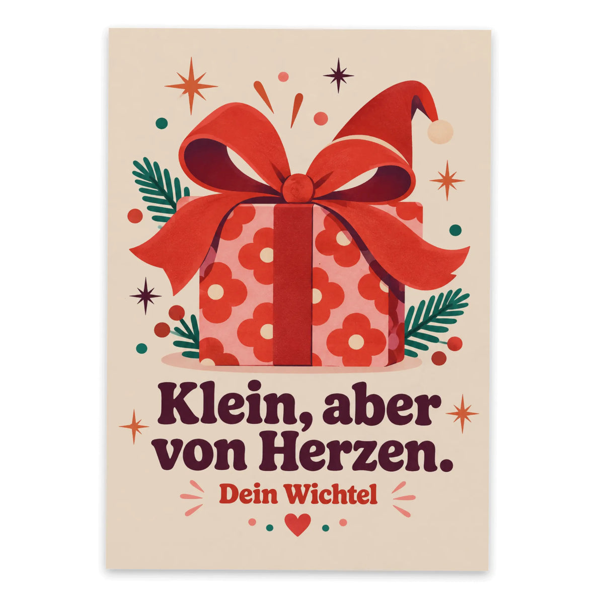 Herzliche Weihnachtspostkarte fürs Wichteln mit Geschenk|p:2012515|h:d436f0e666c58426854dd36748bc0541