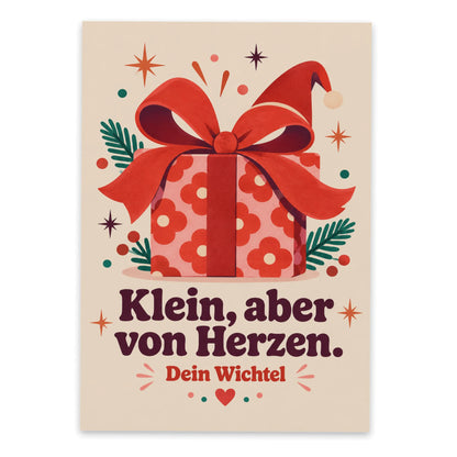 Herzliche Weihnachtspostkarte fürs Wichteln mit Geschenk|p:2012515|h:d436f0e666c58426854dd36748bc0541