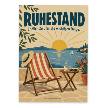 Herzliche Postkarte zum Ruhestand mit Liegestuhl|p:2012534|h:ab43b1bd07013d8ca7947bf36f10005e