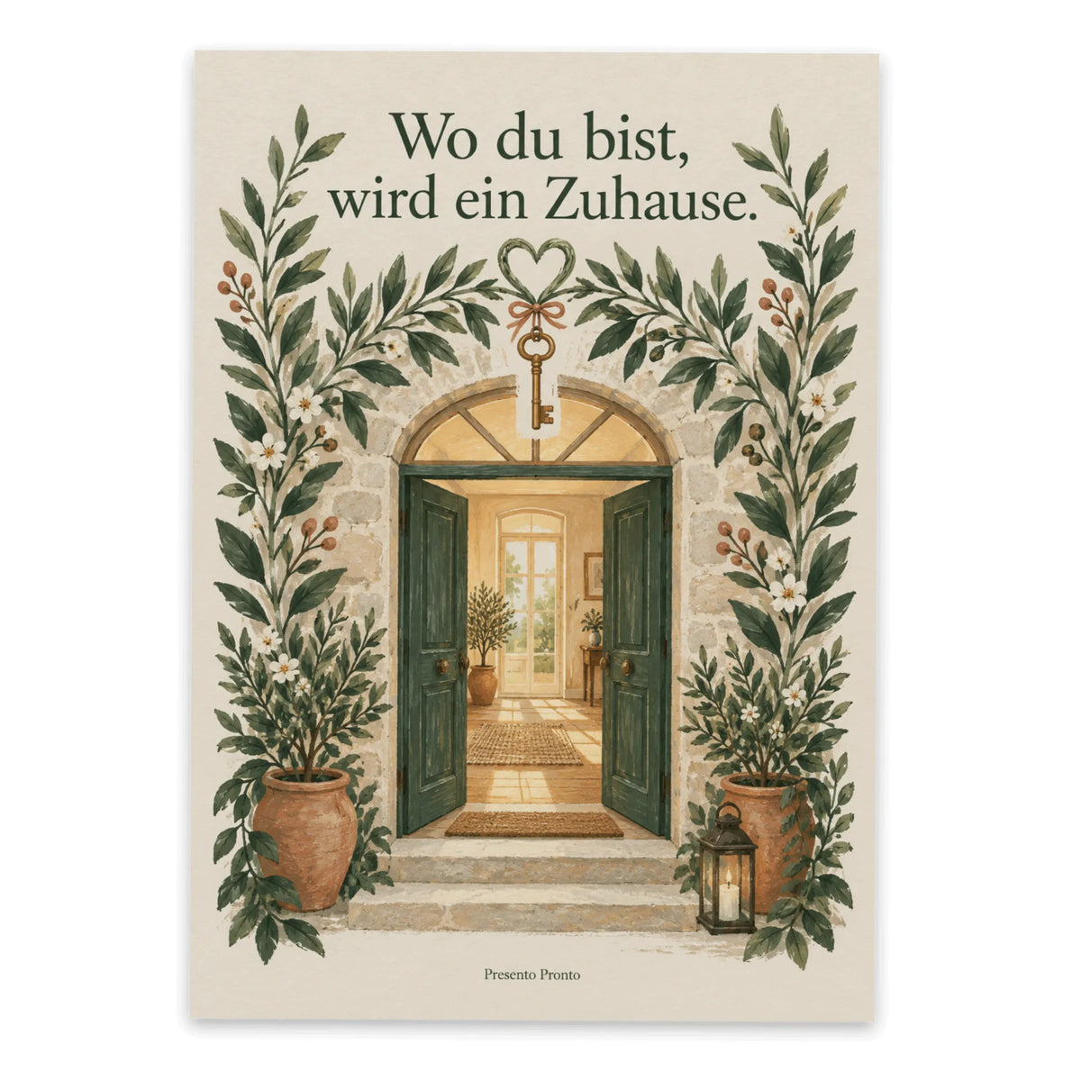 Herzliche Postkarte zum Umzug mit offener Tür|p:2012541|h:f431a4a81a738d17517c80c4ecf1713e