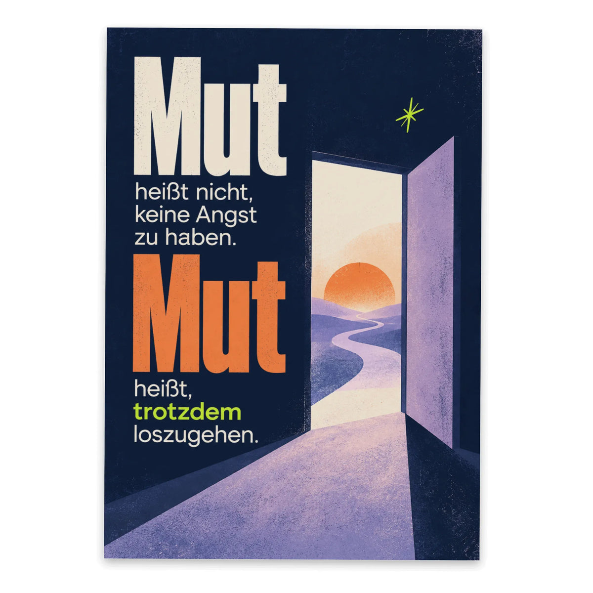 Aufmunternde Mutmach Postkarte für Neuanfang mit offener Tür|p:2012544|h:c952ef56bf35c211f1978a5636497b13