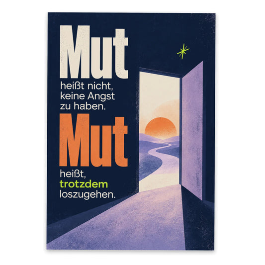 Aufmunternde Mutmach Postkarte für Neuanfang mit offener Tür|p:2012544|h:c952ef56bf35c211f1978a5636497b13
