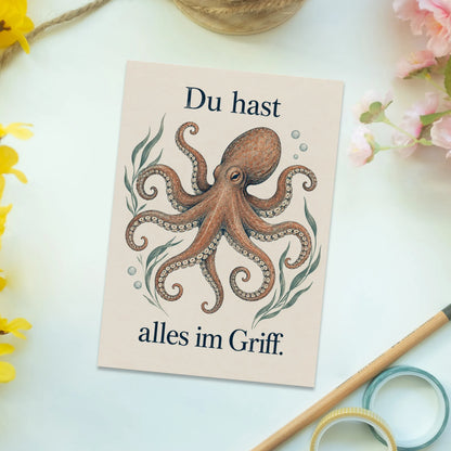Lustige Mutmachpostkarte mit Oktopusarmen|p:2012546|h:02d87bf6ded5683df4a1b5125772a596