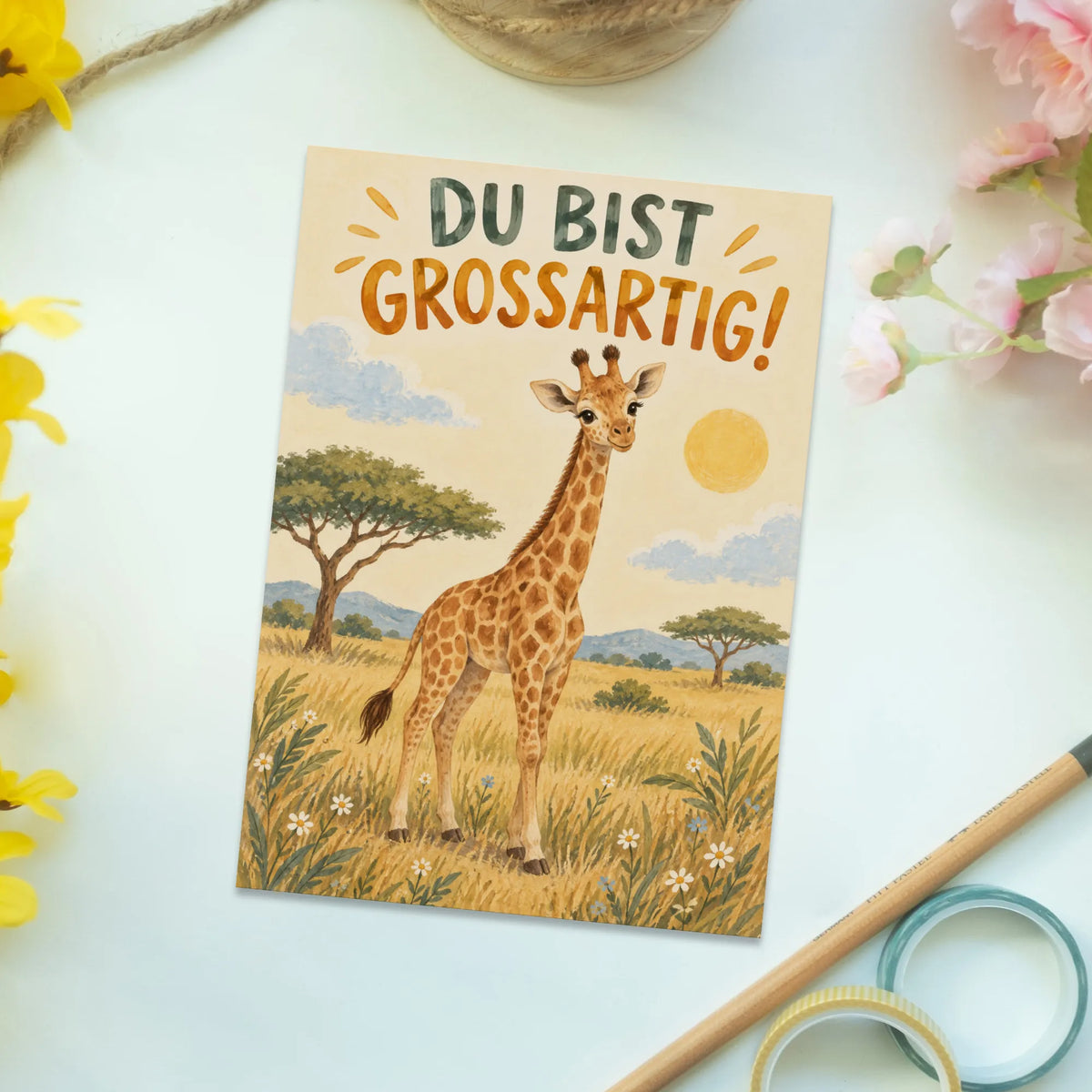 Süße Kompliment Postkarte mit Giraffe|p:2012547|h:627880a50db33a8b07b6771ff3fef340
