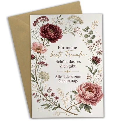 Herzliche Geburtstagskarte für die Freundin mit Blumen|p:2012548|h:10f275f737ce5ead8a4912335604e3f6