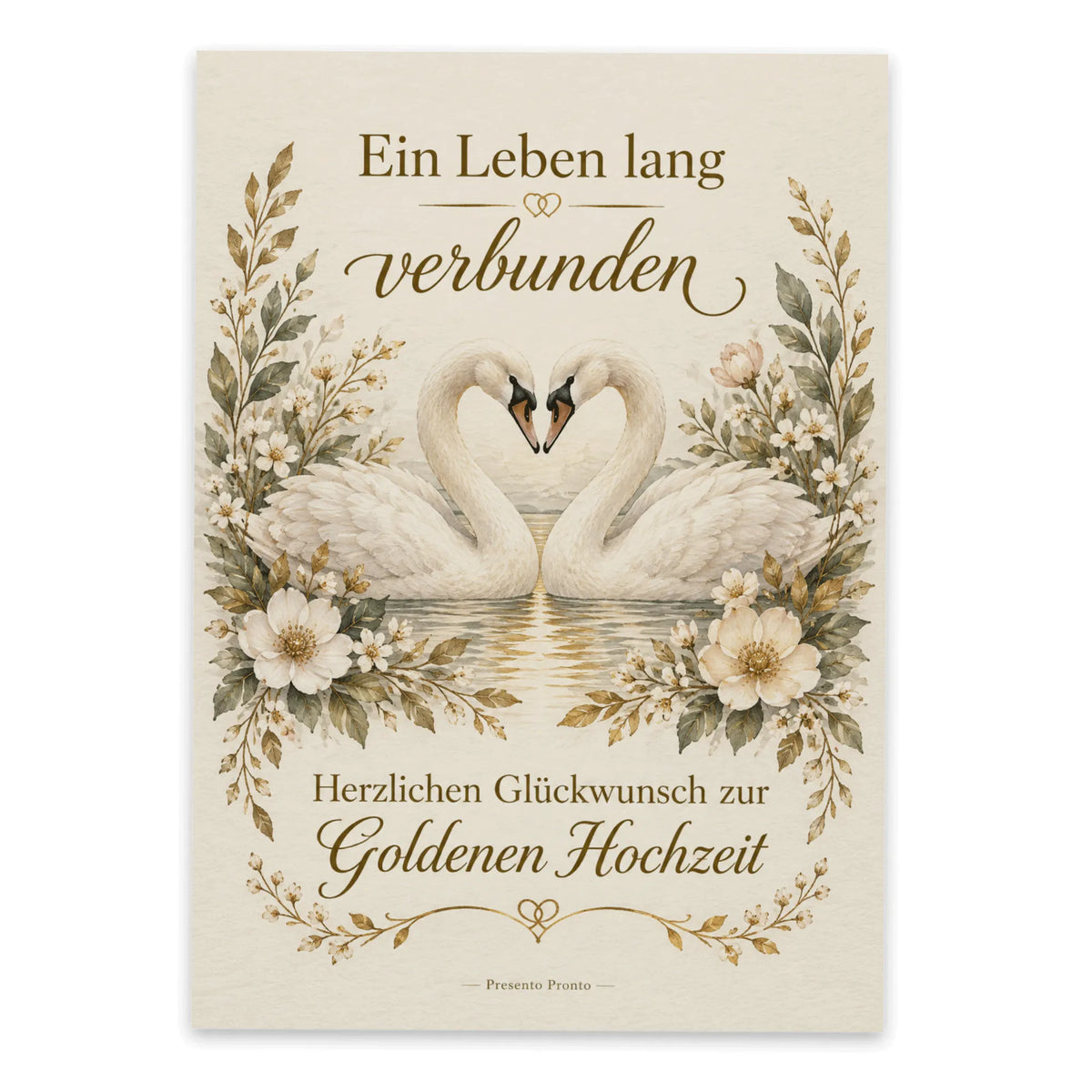 Elegante Postkarte zur Goldenen Hochzeit mit Schwanenpaar|p:2012553|h:a88c723a7679fbac83349fc4dd3bdf83