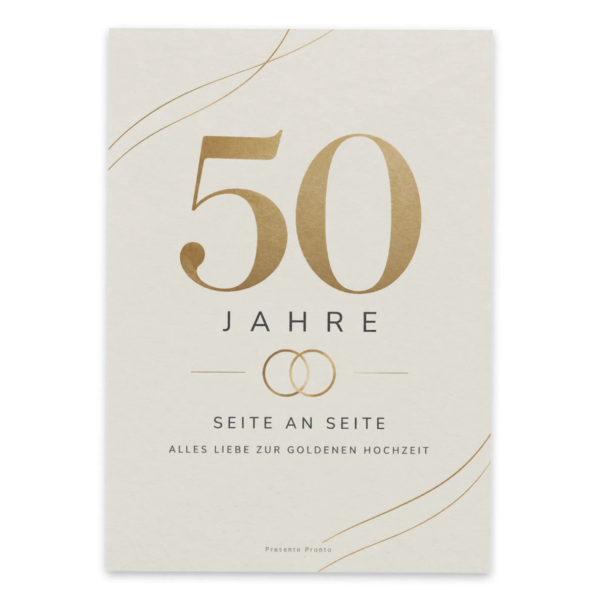 Elegante Postkarte zur Goldenen Hochzeit mit goldenen Ringen|p:2012558|h:409de9284b8194891eebb8ce2ca75ced