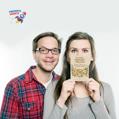 Herzliche Postkarte zur Goldenen Hochzeit mit goldenen Ringen|p:2012559|h:637991cf74b3a71d8c850449e67fff4e