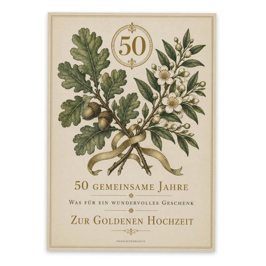 Elegante Postkarte zur Goldenen Hochzeit mit goldenem Siegel 50|p:2012565|h:3664332d1ac545c3077e060945414dbf