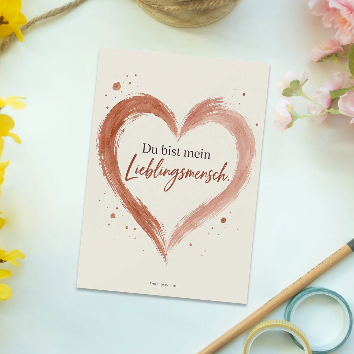 Romantische Postkarte zur Liebe mit Herz in Terrakotta|p:2012566|h:26b1fd225b61fbf267da6ce0b5886bef