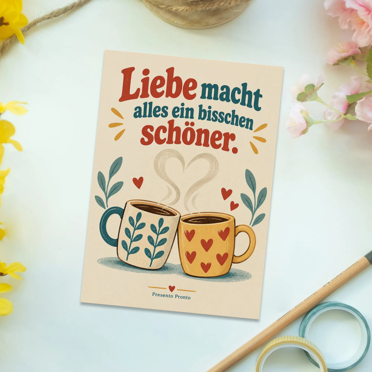 Romantische Liebespostkarte mit zwei Kaffeetassen|p:2012572|h:ed2dc161fae115583b2a52b37f1004ab