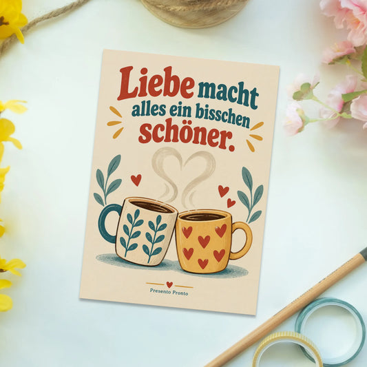 Romantische Liebespostkarte mit zwei Kaffeetassen|p:2012572|h:ed2dc161fae115583b2a52b37f1004ab
