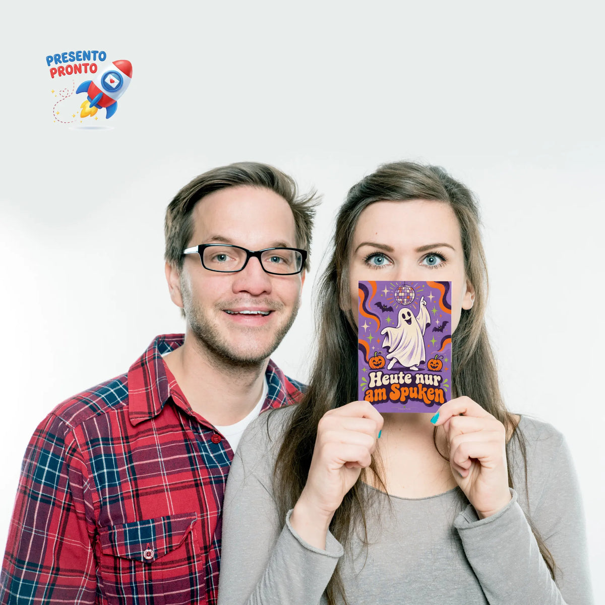 Lustige Halloween Postkarte mit tanzendem Geist|p:2012583|h:91e5ba70e81f62b3f58e60aa7a4bd55f